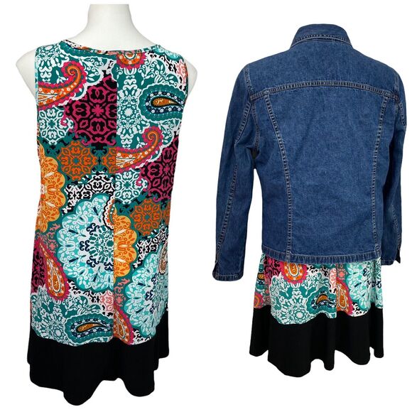 Caslon Dress Jacket Womens PL Lot Sleeveless Paisley Work Office Funky Cottage - Picture 3 of 12